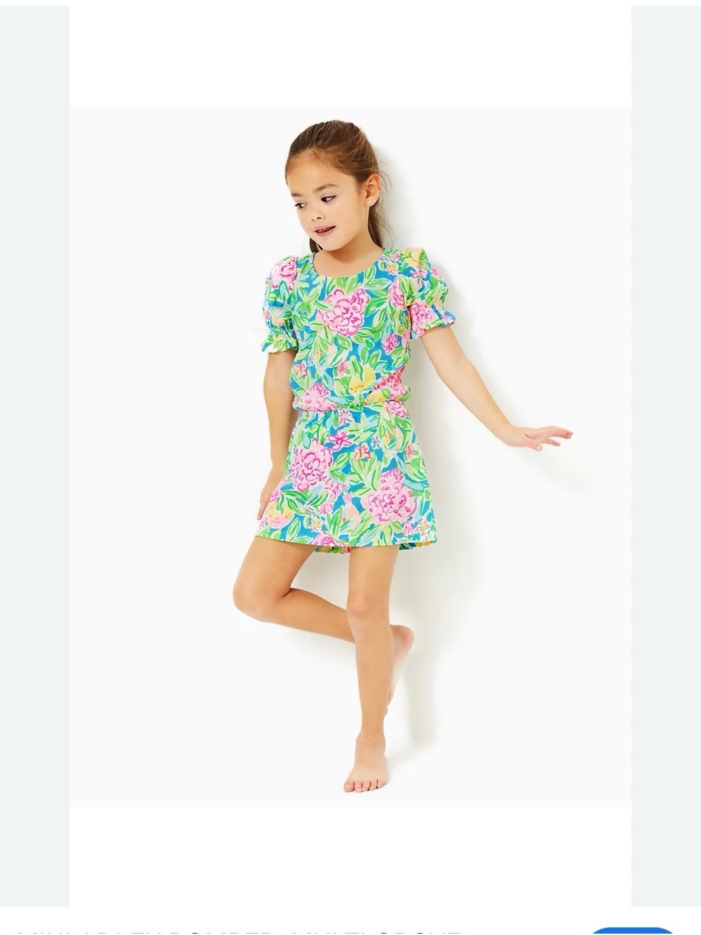 Lilly Pulitzer Girls' Pink & Green Floral Swim Coverup Dress